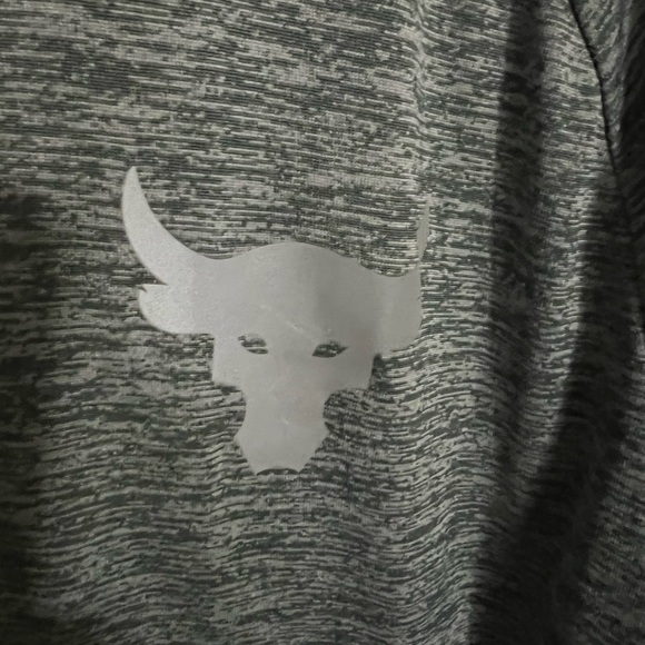 UNDER ARMOUR Project Rock Hooded Long Sleeve T Shirt Heat Gear Grey Men's Size L - Picture 2 of 6